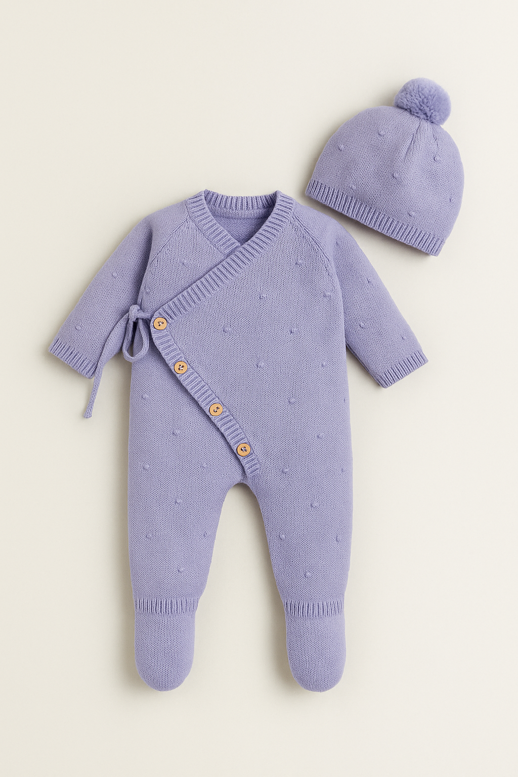 💜 Macacão Tricot Lilás com Gorro