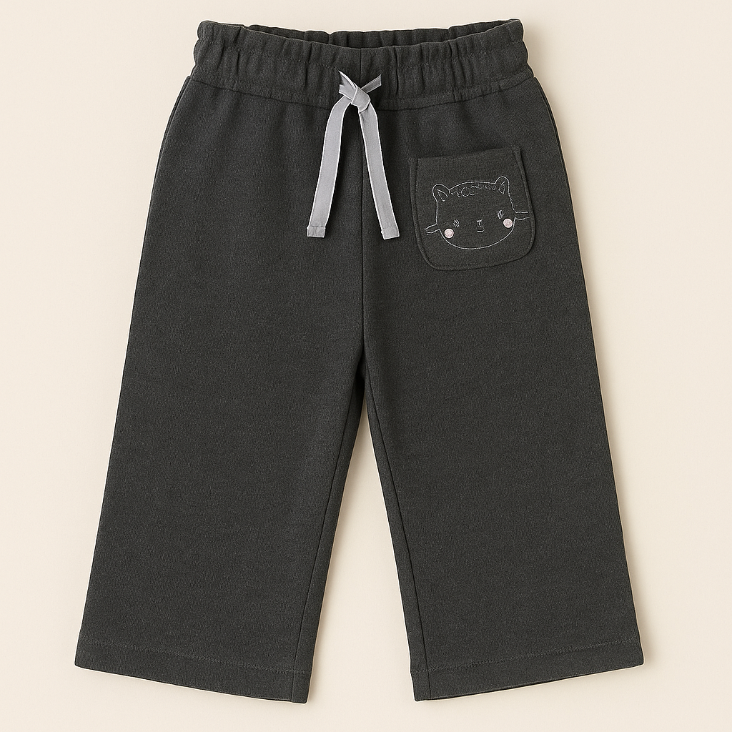 🐱 Pantalonas de Algodão quentinho com Bolso Gato – Dos 6 aos 36 Meses