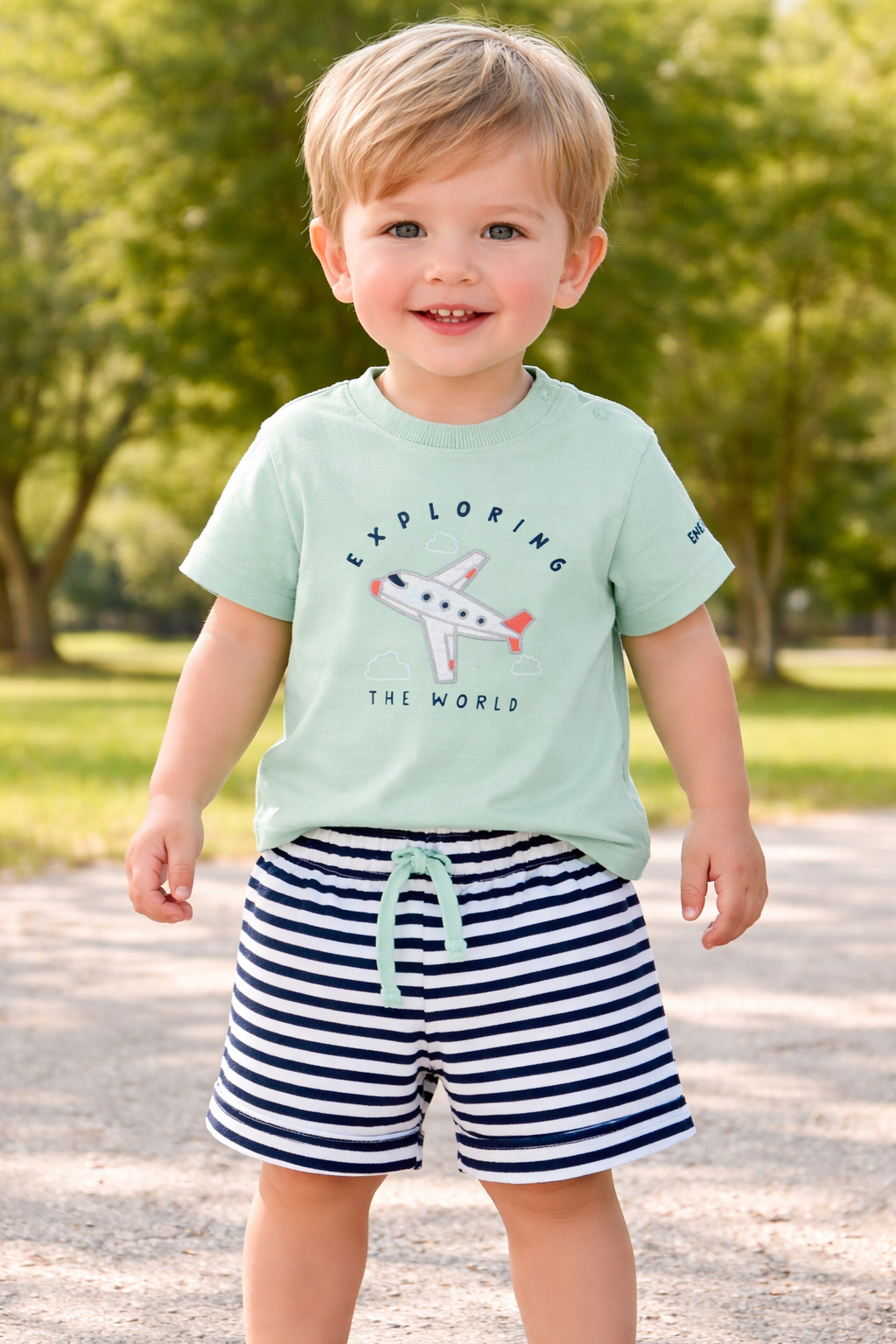 Conjunto Avião Bebé Menino | T-shirt + Calções 100% Algodão | Energiers