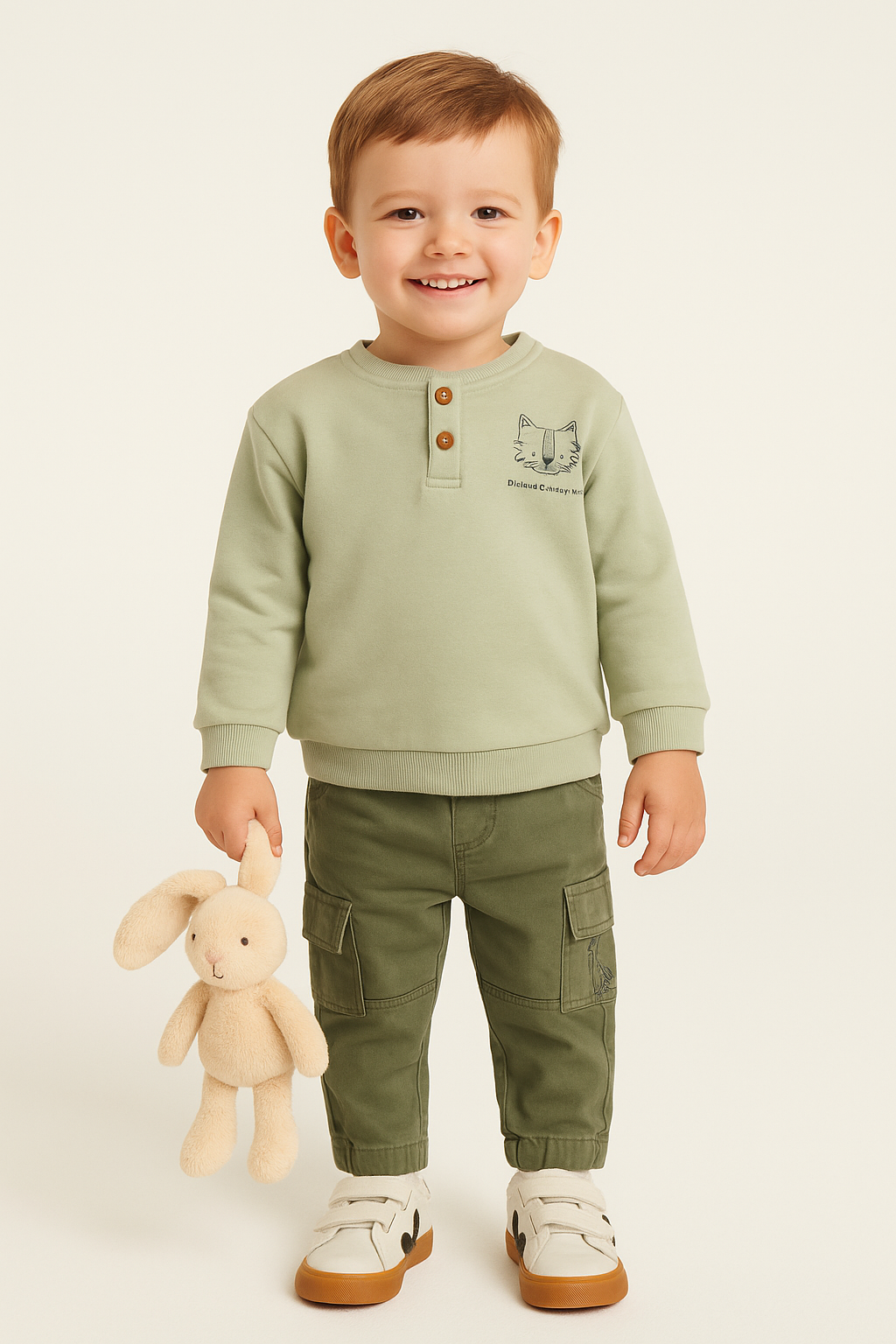 🦊 Sweatshirt Verde Suave –  (6–36 meses)