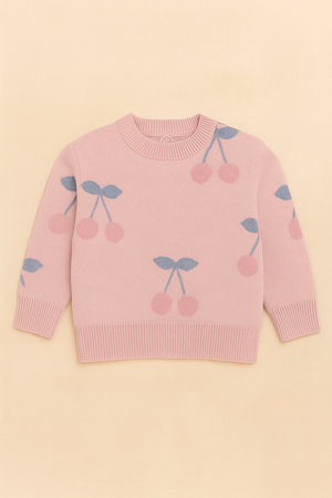 Camisola de Malha Rosa com Cerejas – Menina 2 aos 7 anos