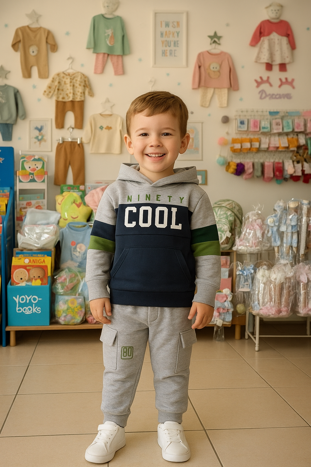 Fato de Treino Bebé “Ninety Cool” – Cinza, Azul Marinho e Verde | Babybol