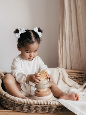 Empilhador de Argolas Raposa em Madeira Natural - Brinquedo Educativo Montessori
