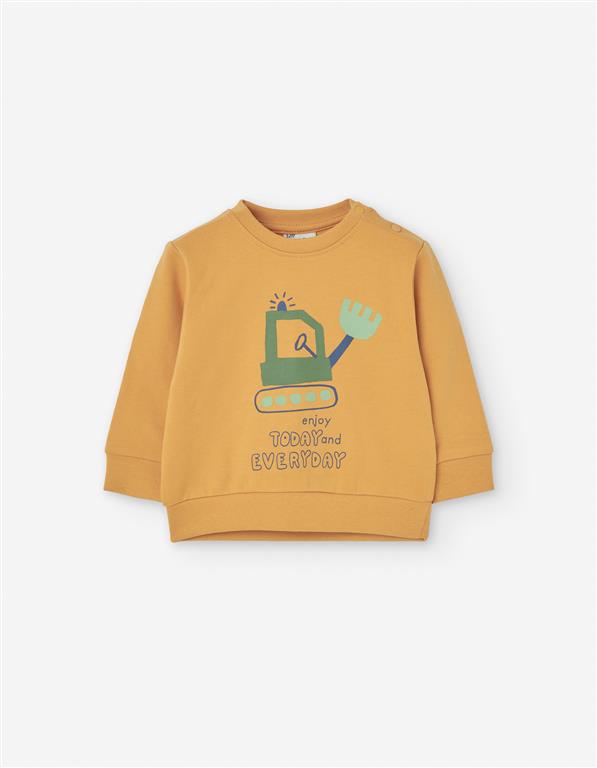 Sweatshirt mostarda menino com escavadora | Meu Amorzinho