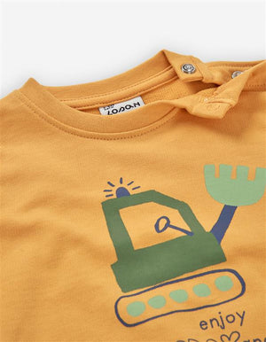 Sweatshirt mostarda menino com escavadora | Meu Amorzinho