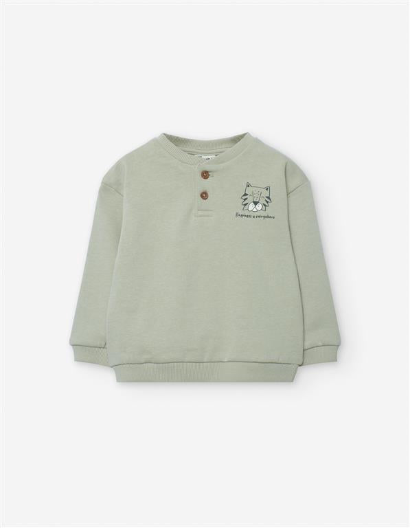 🦊 Sweatshirt Verde Suave –  (6–36 meses)
