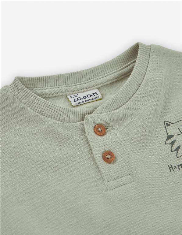 🦊 Sweatshirt Verde Suave –  (6–36 meses)