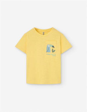 T-shirt Amarela “Fantastic Day” com Estampa de Tucano – Menino