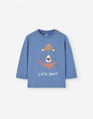 👕 Sweatshirt azul urso “Let’s Skate” para bebé menino | Algodão macio e confortável