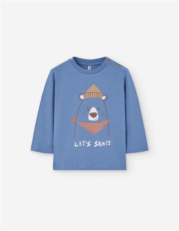 👕 Sweatshirt azul urso “Let’s Skate” para bebé menino | Algodão macio e confortável