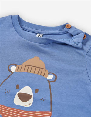 👕 Sweatshirt azul urso “Let’s Skate” para bebé menino | Algodão macio e confortável