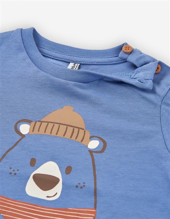 👕 Sweatshirt azul urso “Let’s Skate” para bebé menino | Algodão macio e confortável