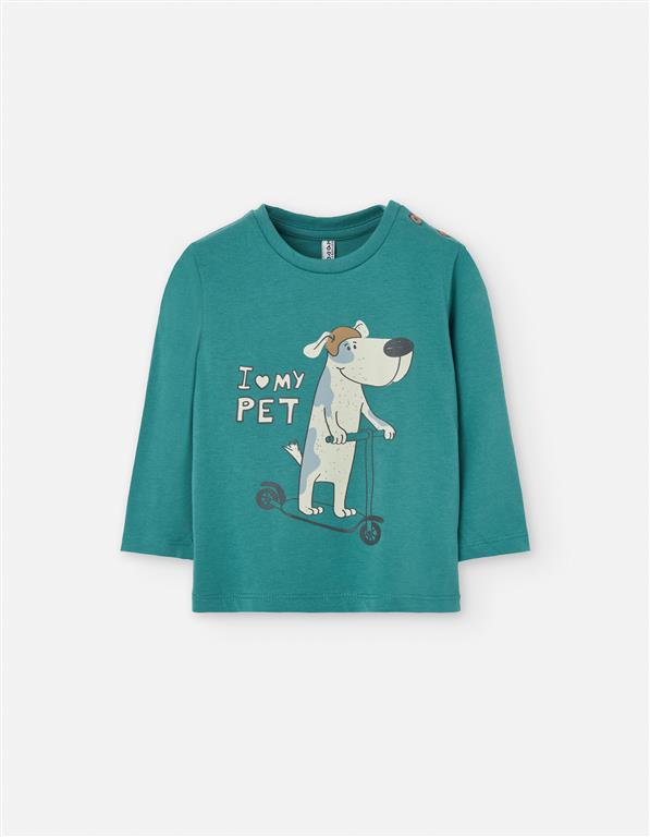 Sweatshirt verde “I Love My Pet” – Menino