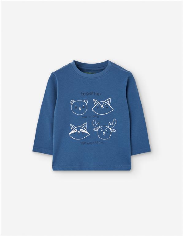 👕Sweatshirt bebé menino azul “Together we make the best team” – algodão macio e confortável  – Menino 6–36 meses