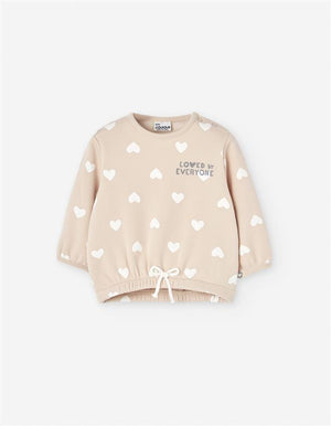Camisola de Moletão Bebé | Padrão Corações e Mensagem 