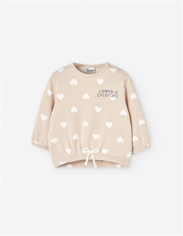 Camisola de Moletão Bebé | Padrão Corações e Mensagem 