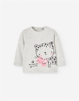Sweatshirt Cinza Menina – Estampa Leopardo “You Make Me Feel So Big”