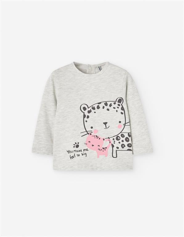 Sweatshirt Cinza Menina – Estampa Leopardo “You Make Me Feel So Big”