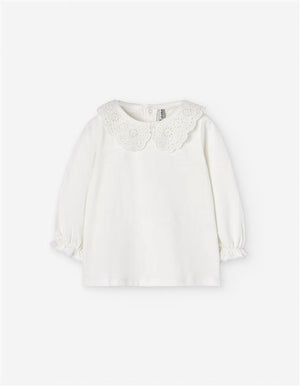 Sweatshirt Off-White Menina – Gola Bordada em Algodão