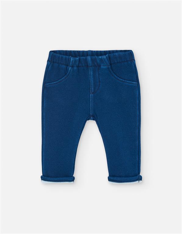 Calças de Bebé Cardadas com Efeito Ganga (Denim) - Cintura Elástica