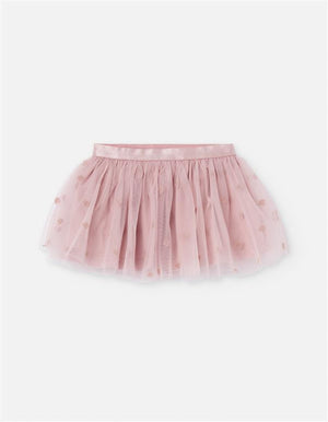 Saia de Tule Rosa com Bordado Floral