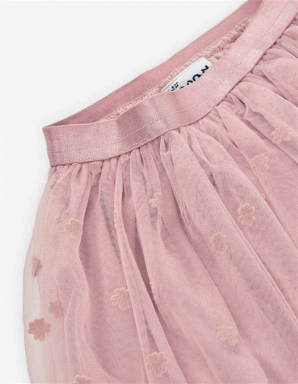 Saia de Tule Rosa com Bordado Floral