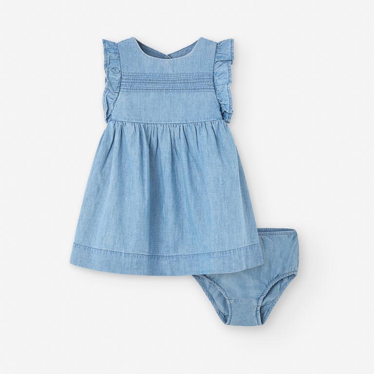 Vestidinho de Ganga com Tapa-Fraldas