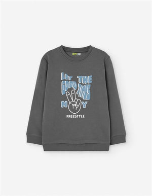 ✌️ Sweat-shirt “Good Times” – Cinzento Sweat