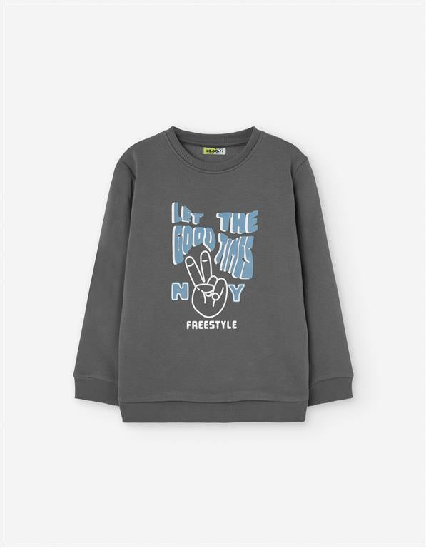 ✌️ Sweat-shirt “Good Times” – Cinzento Sweat