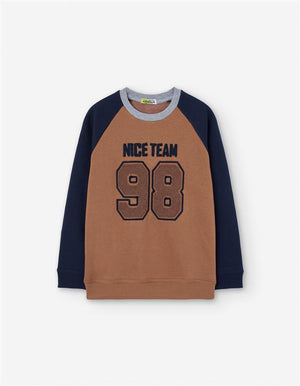 Sweat-shirt “Nice Team 98” – Castanho & Azul Marinhoweat 2-7 anos