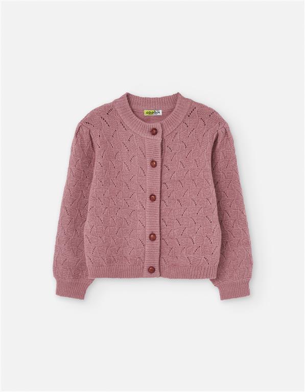 Casaco de Malha Rosa Antigo com Botões