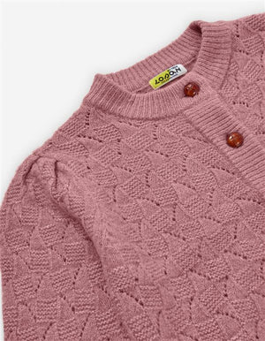 Casaco de Malha Rosa Antigo com Botões