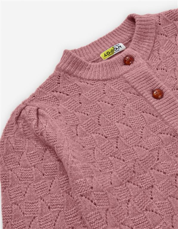 Casaco de Malha Rosa Antigo com Botões