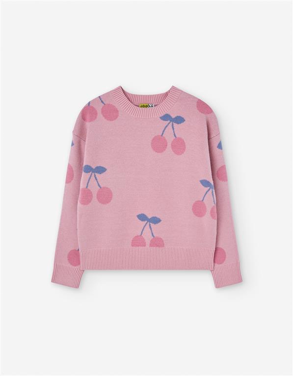 🍒 Camisola rosa com cerejas – menina (2 aos 7 anos)