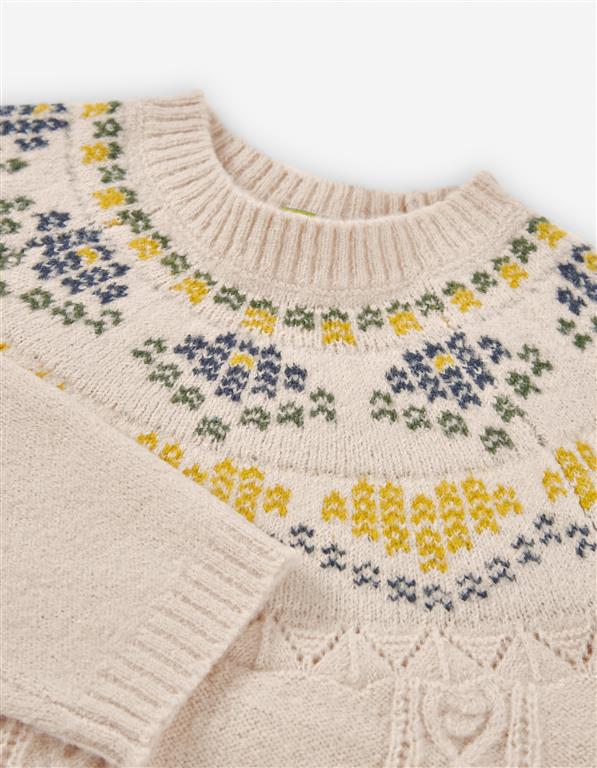 Camisola  de Malha Tricot com Padrão Nórdico