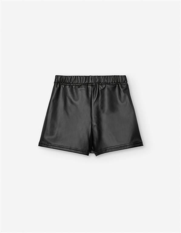 Saia-Calção Preta em Pele Sintética – Estilo e Conforto para Menina